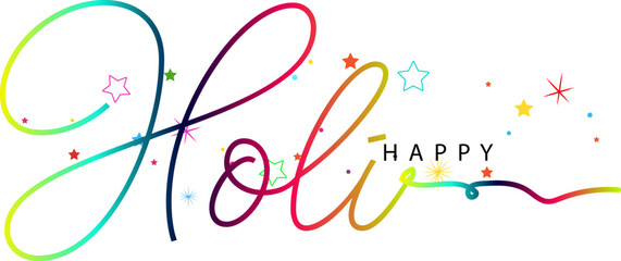 Happy Holi Greeting with Creative Holi Typography, Happy Holi gradient text vector