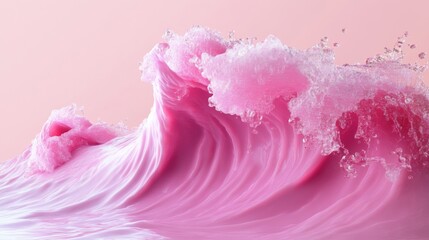 Wall Mural - Pink Wave with White Foam and Bubbles