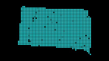 Wall Mural - South Dakota digital map. Map of South Dakota in dotted style. Shape of the us state filled with rectangles. Superb video.