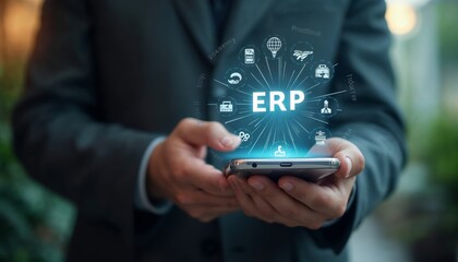 Conceptual Image of Mobile ERP Solutions for Modern Business Management and Operations