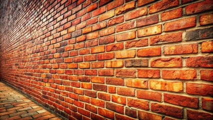 Wall Mural - Vintage red brick wall background with a wide angle perspective