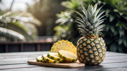 Sticker -  sliced and half of pineapple