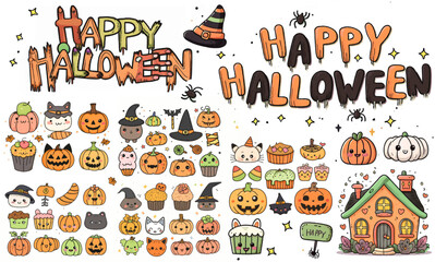 Wall Mural - Bundle of Halloween illustrations for your projects