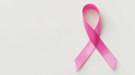 Wall Mural - Pink Ribbon on a White Background