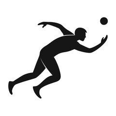 Sticker - Silhouette Cricket Sportsman Dive to Catch Vector