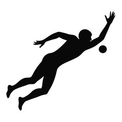 Sticker - Silhouette Cricket Sportsman Dive to Catch Vector