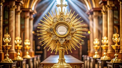 worship, adoration, sacred, faith, belief, traditional, faith, devotion, traditional, Catholic church, Extreme close up of the Blessed Sacrament adoration in a Catholic Church