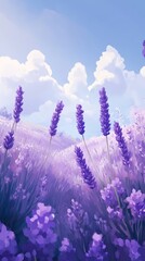 Wall Mural - Lavender field under a clear blue sky