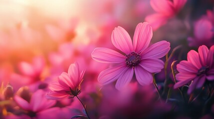 Sticker - Pink Flower Blooming in Soft Sunlight