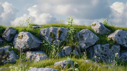 Grass and rock barrier