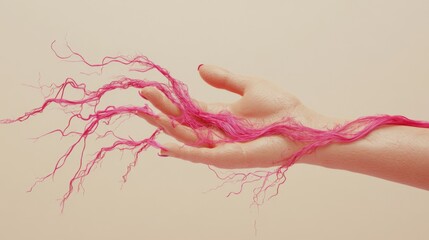 Wall Mural - Pink Tendrils Flowing from a Hand