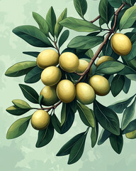 Wall Mural - Pop art branch of olives