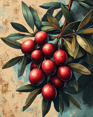 Wall Mural - Pop art branch of olives