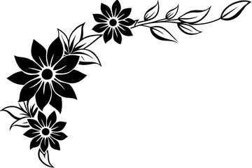 Wall Mural - Flowers borders. Collection of design elements isolated on White background. Vector illustration