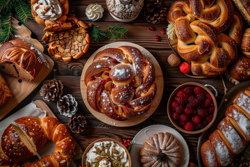 sweet holiday flour pastries, top view