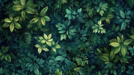 Canvas Print - Long leafy green garden background wallpaper