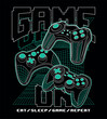 © Rob Graphix - Gaming illustration, game on, wireframe gaming console vector print