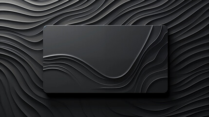 Wall Mural - a black and white image of a wave with a black square in the middle. wooden rectangular board hangin