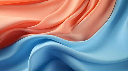 A blue and orange fabric with a wave pattern