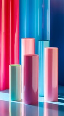 Wall Mural - Colorful abstract cylinders with vibrant