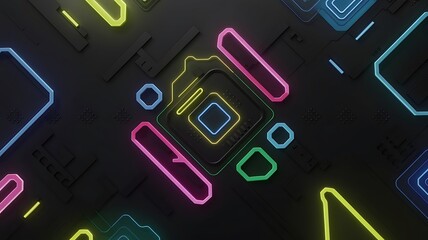 Abstract neon gaming background. Generative Ai.