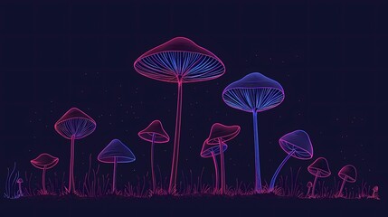 Wall Mural - mushrooms in the night 