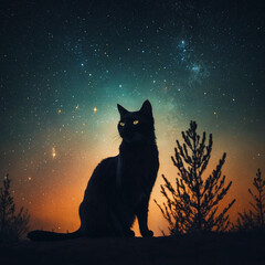 Naklejka na meble Cat at night