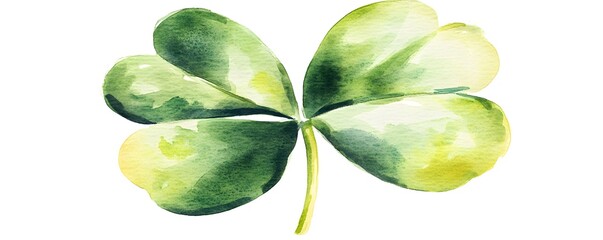 Watercolor Illustration of a Four-Leaf Clover