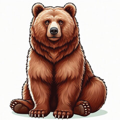 Sticker - Cute Grizzly Bear Vector Cartoon illustration