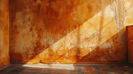 Wall Mural - Background of concrete in an orange tint, adorned with plaster walls