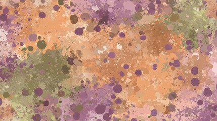 Wall Mural - Grunge style background image featuring an abstract design of splatters, drips and paint effects in muted colors of brown, pink and purple