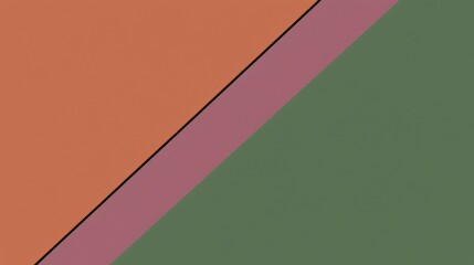 This abstract image features a minimalist design with three distinct colors - orange, pink, and green - separated by diagonal lines, creating a sense of depth and visual interest