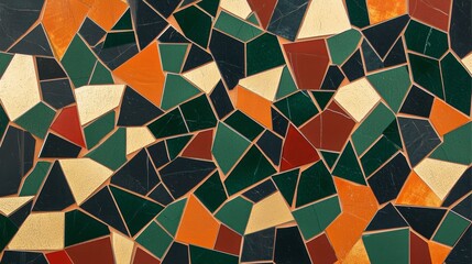 Vibrant mosaic pattern made from colorful tiles, forming an abstract geometric design suitable for backgrounds and creative projects