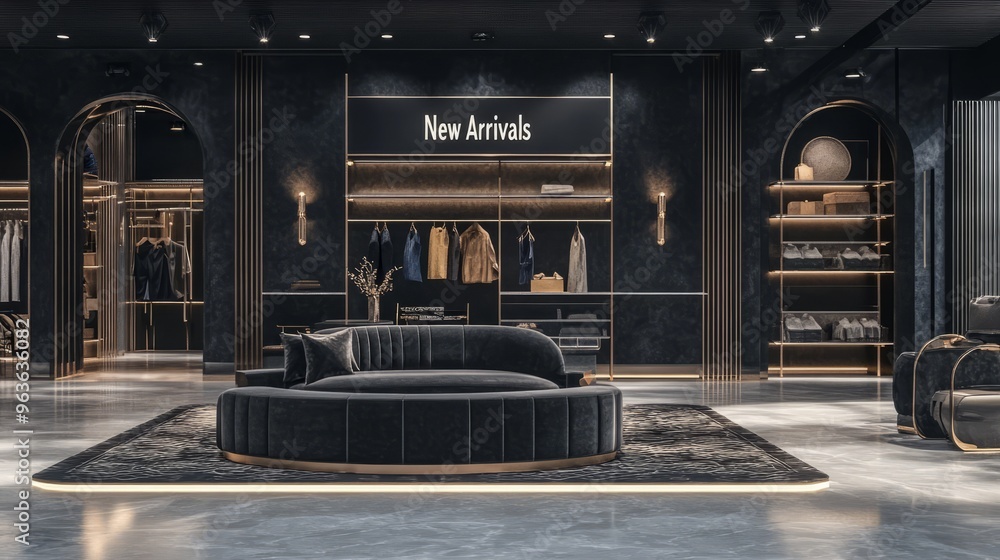 Modern Luxury Retail Store Interior Design with Black and Gold Accents ...