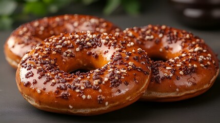 Wall Mural - a close up of a glazed donut. 