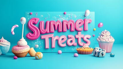 Summer Treats Cupcakes Sweet Dessert Candy Background