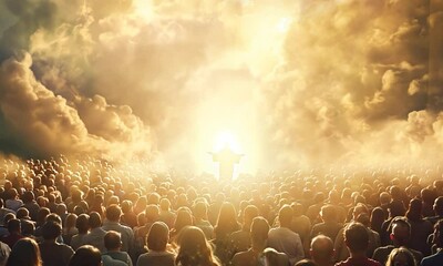 Wall Mural - a large crowd of people are gathered in a field