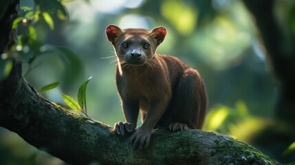 Wall Mural - Curious Fossa in a Tropical Forest