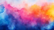© Thiago - Blue watercolor paint background design with colorful orange pink borders and bright center, watercolor bleed and fringe with vibrant distressed grunge texture. Watercolor. Illustration