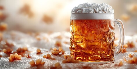 Wall Mural - a glass of beer with foam on top. 