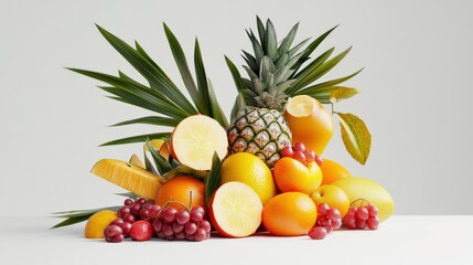 Wall Mural - A Colorful Still Life of Tropical Fruits