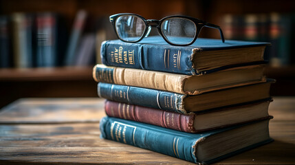 Poster - books and glasses