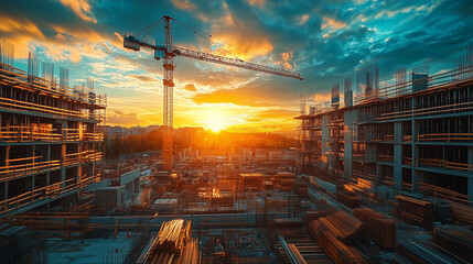 The beauty in construction that captures the sunset over the city