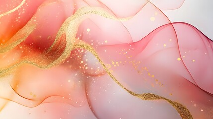 Canvas Print - Abstract Art with Pink and Gold Swirls and Glitter