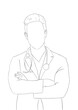 © Brown - illustration d'un homme médecin avec les bras croisée, dessin ligne