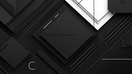 An abstract background featuring geometric shapes in black and white with gradients, ideal for technology-themed presentations