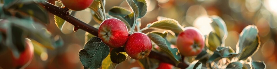 Canvas Print - Close-up image of young apple trees undergoing pruning during the fall season.