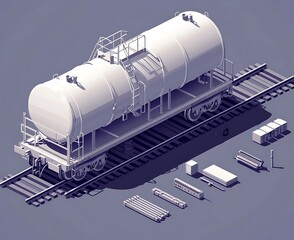 Wall Mural - Meticulously crafted isometric railway tank car illustrations for technical projects.