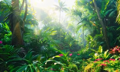 Tropical rainforest with vibrant wildlife, Video