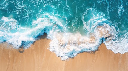 Wall Mural - Beautiful ocean wave on sandy beach background.